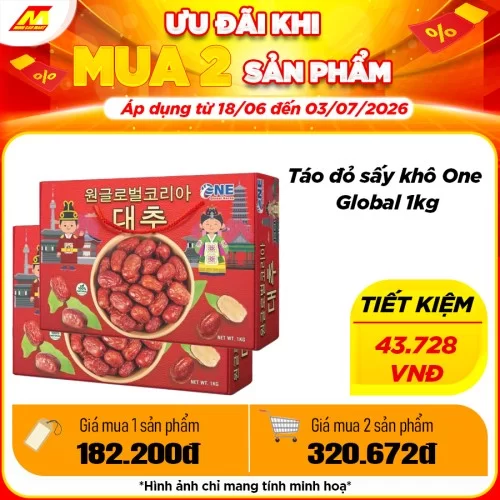 Táo đỏ sấy khô One Global 1kg                                                                                                                                                                                                                             