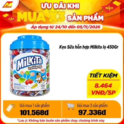 Kẹo Sữa Hỗn Hợp Milkita Lọ 450g