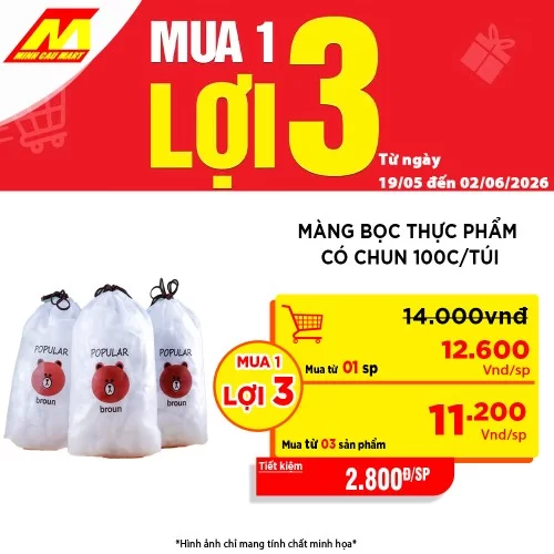 Màng bọc thực phẩm có chun 100c/túi                                                                                                                                                                                                                       