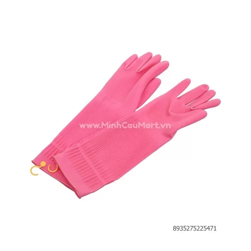 Găng tay cao su Souji - Size M - Có móc treo (GTCST8-CM) - Hồng sen (Song ngữ)                                                                                                                                                                            