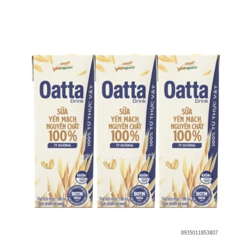 Sữa Yến Mạch Nguyên Chất 100% ít đường Việt Ngũ Cốc Oatta 180ml