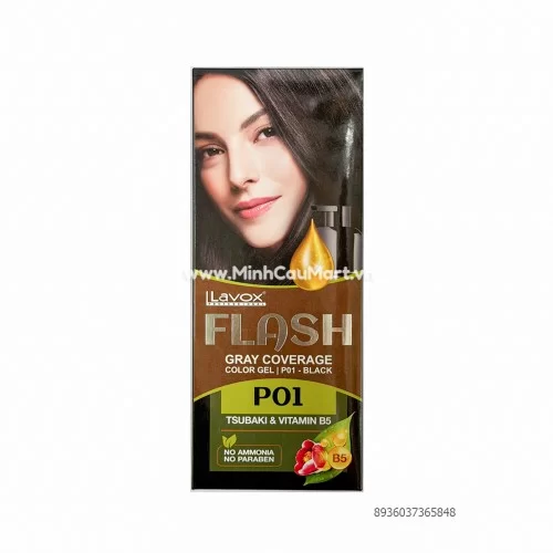 Dầu Gội Nhuộm Tóc Phủ Bạc LAVOX FLASH Tsubaki 200ml