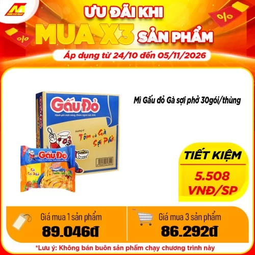 Mì Gấu đỏ Gà sợi phở 30gói/thùng                                                                                                                                                                                                                          