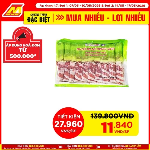 Ba Chỉ Bò Nhập Khẩu Mỹ 500Gr