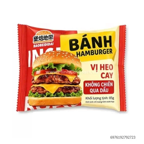 Bánh Hamburger không chiên qua dầu vị heo cay  85g          