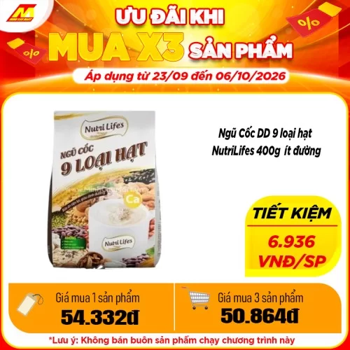 Ngũ Cốc DD 9 loại hạt NutriLifes 400g  ít đường                                                                                                                                                                                                           