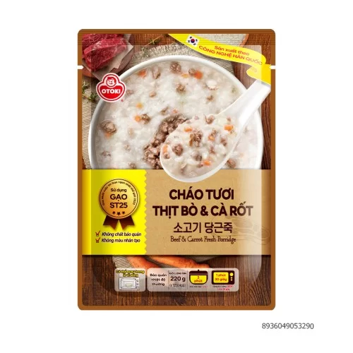 Cháo tươi thịt bò và cà rốt 220g