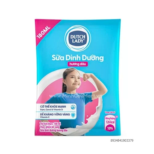 Sữa bịch Cô gái hà lan hương Dâu 180ml                                                                                                                                                                                                             