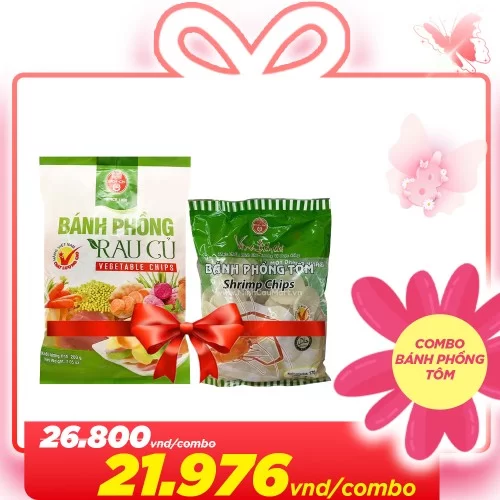 Combo Bánh Phồng Siêu tiết kiệm ( 1 Bánh phồng rau củ Bích chi 200g + 1 Bnahs phồng tôm Bích chi 170g)