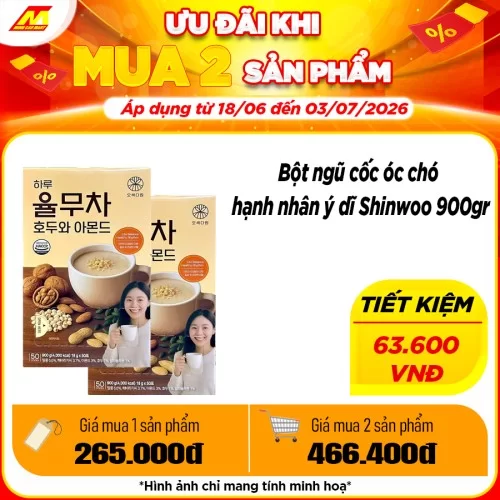 Bột ngũ cốc óc chó hạnh nhân ý dĩ Shinwoo 900gr                                                                                                                                                                                                           