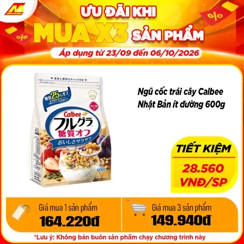 Ngũ Cốc Calbee Nhật Ít Đường 600G