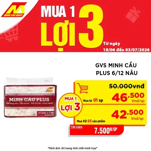 Giấy Vệ Sinh Minh Cầu Plus Đỏ 6 Cuộn * 5 Lớp