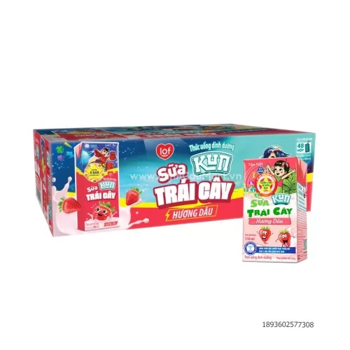 Kun sữa trái cây hương dâu 110ml/thùng 48 hộp                                                                                                                                                                                                             