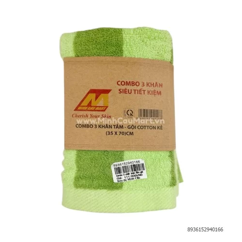 Combo 3 chiếc khăn tắm gội cotton (35x70)cm                                                                                                                                                                                                               
