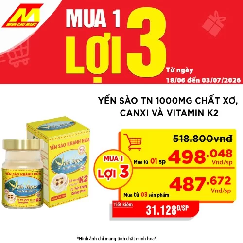 Yến sào TN 1000mg Chất xơ, Canxi và Vitamin K2                                                                                                                                                                                                            