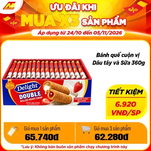 Bánh quế cuộn vị Dâu tây và Sữa 360g                                                                                                                                                                                                                      