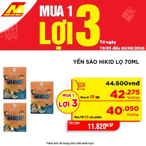 Yến sào Hikid lọ 70ml