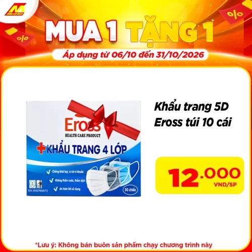 Khẩu trang 5D Eross túi 10 cái 
