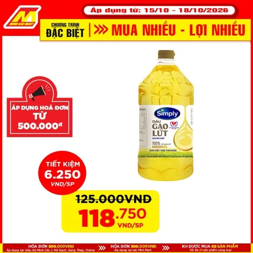 Dầu Gạo Nguyên Chất Simply 2L