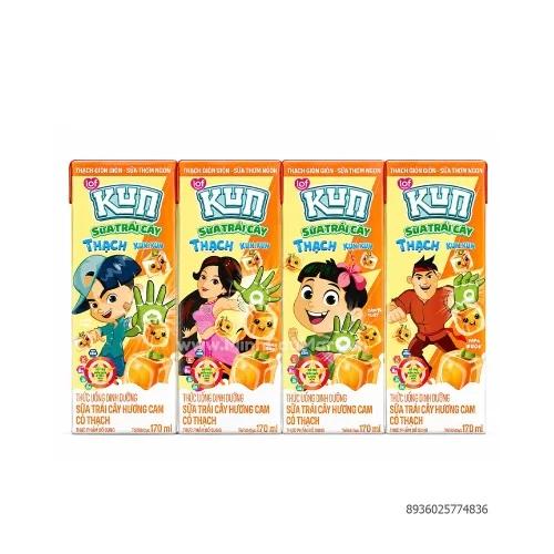 Sữa trái cây dâu thạch Kun 170Ml