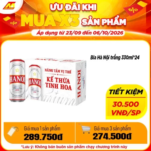 Thùng 24 Lon Bia Hà Nội Lon Cao Cấp 330ml