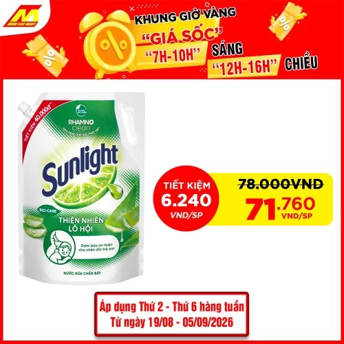 Sunlight nước rửa chén bát thiên nhiên lô hội 3Kg -65651696                                                                                                                                                                                               