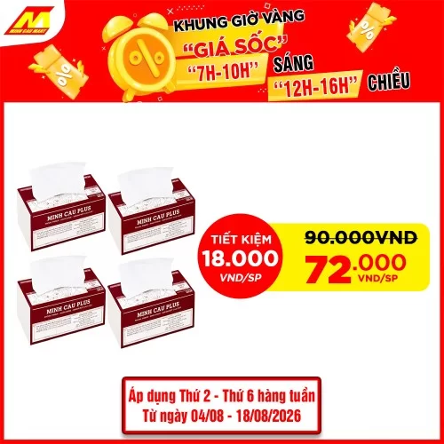 Lốc 5 gói khăn rút lụa Minh Cầu đỏ 200 x 185 x 280 tờ