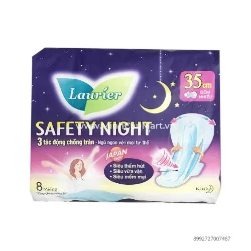 Băng Vệ Sinh Đêm Laurier Safety Night 35CM 8  Băng Vệ Sinh Đêm Laurier Safety Night 35CM 8