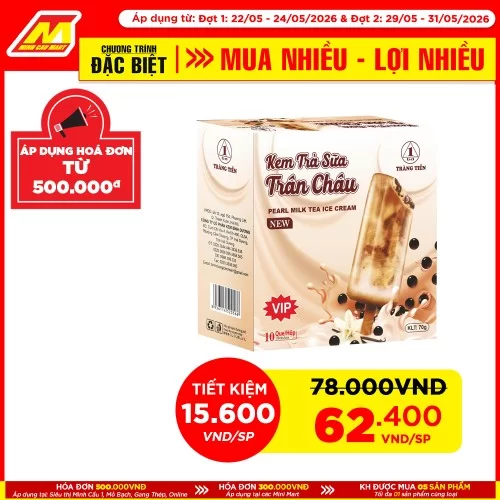 Kem tràng tiền 35  đường đen trà sữa 10que/hôp
