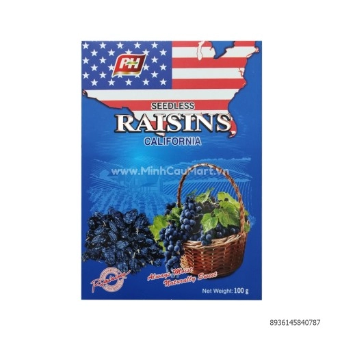 Nho Raisins Phương Hiền Hộp Xanh Dương 100gr  Nho Raisins Phương Hiền Hộp Xanh Dương 100gr