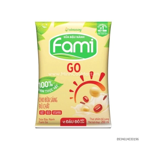 Sữa đậu nành Fami Go đậu đỏ 200ml