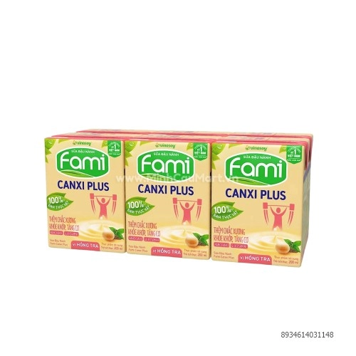 Sữa đậu nành Fami canxi plus vị hồng trà 200ml