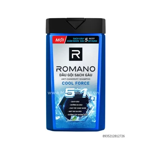 Dầu gội nam sạch gàu 5in1 Romano 180g