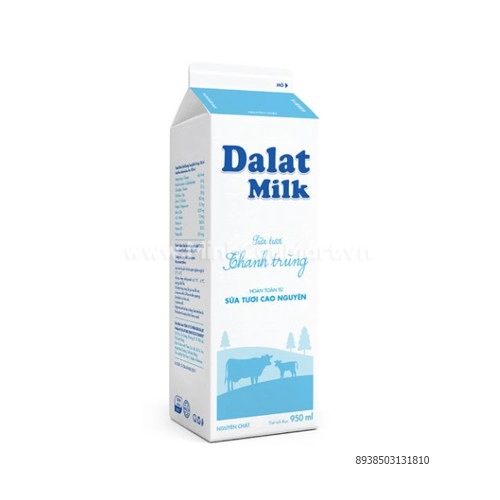 Sữa Tươi Thanh Trùng Đà Lạt 950ml Không Đường Sữa Tươi Thanh Trùng Đà Lạt 950ml Không Đường
