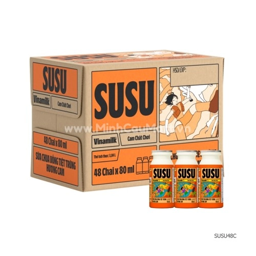 Sữa Chua Uống susu Hương Cam 80ml Vinamilk 48chai/thùng Sữa Chua Uống susu Hương Cam 80ml Vinamilk 48chai/thùng