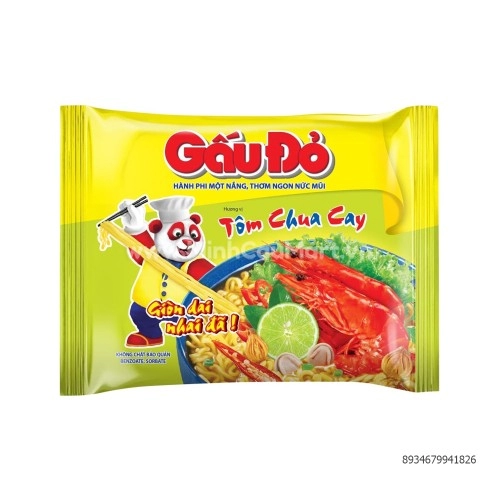 Mì Gấu Đỏ Tôm Chua Cay 65Gr Mì Gấu Đỏ Tôm Chua Cay 65Gr