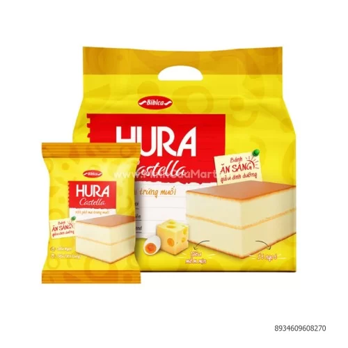 Bánh Hura Castella Xốt trứng muối 150g                                                                                                                                                                                                                     Bánh Hura Castella Xốt trứng muối 150g