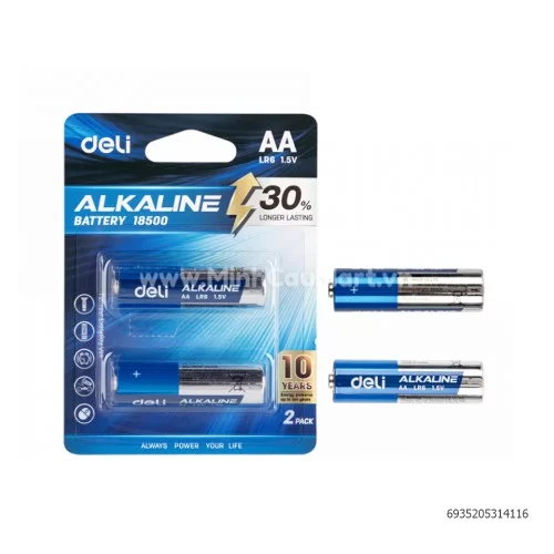 Pin kiềm Deli 18500-AA-2 (2 quả/vỉ)