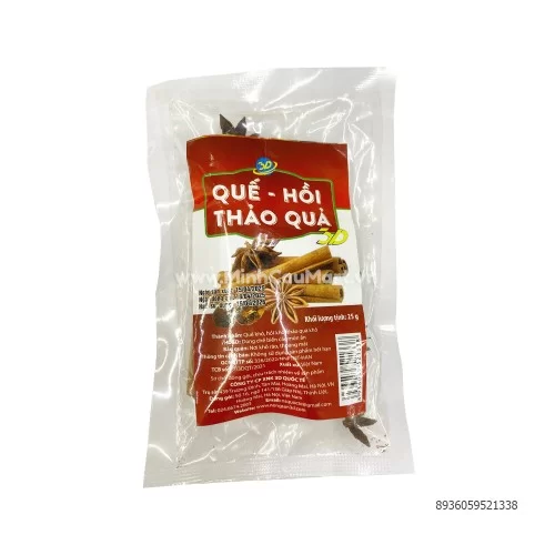Quế - hồi - thảo quả 3D túi 25g  Quế - hồi - thảo quả 3D túi 25g