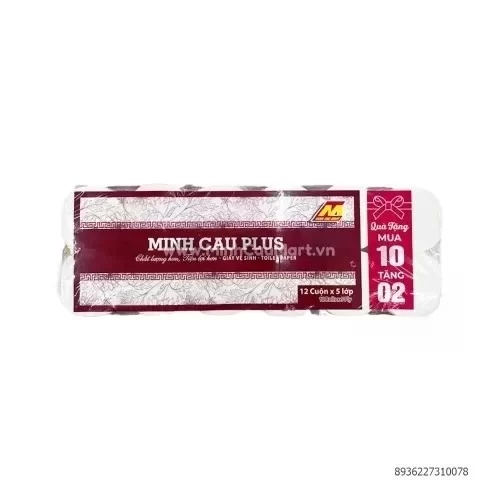 Giấy Vệ Sinh Minh Cầu Plus Đỏ 12 Cuộn * 5 Lớp