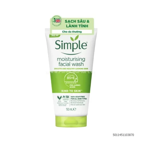 Sữa Rửa Mặt SIMPLE dưỡng ẩm không chứa xà phòng 150ml Sữa Rửa Mặt SIMPLE dưỡng ẩm không chứa xà phòng 150ml