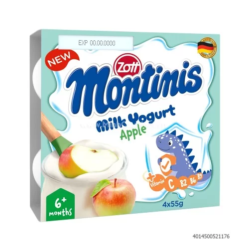Sữa chua Zott Montinis 55g (vỉ 4 hộp) vị táo