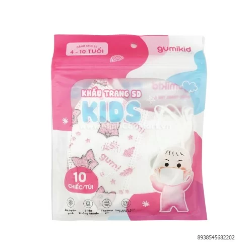 Khẩu trang trẻ em 5D KID Gumi 10c/gÓi       