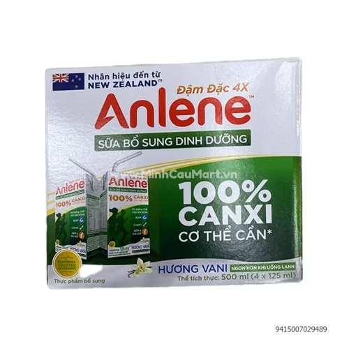 Sữa Anlene Hương Vani ÍT Béo 4 Hộp 125ml Sữa Anlene Hương Vani ÍT Béo 4 Hộp 125ml