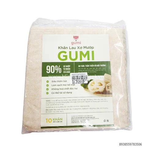 Gói 10 khăn lau xơ mướp Gumi  20x20 cm SP000364                                                                                                                                                                                                            Gói 10 khăn lau xơ mướp Gumi  20x20 cm SP000364