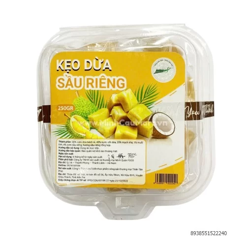 Kẹo dừa sầu riêng Minh Quân hộp 250g