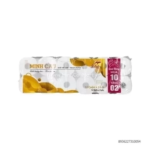 Giấy Vệ Sinh Minh Cầu Vàng 12 Cuộn * 5 Lớp