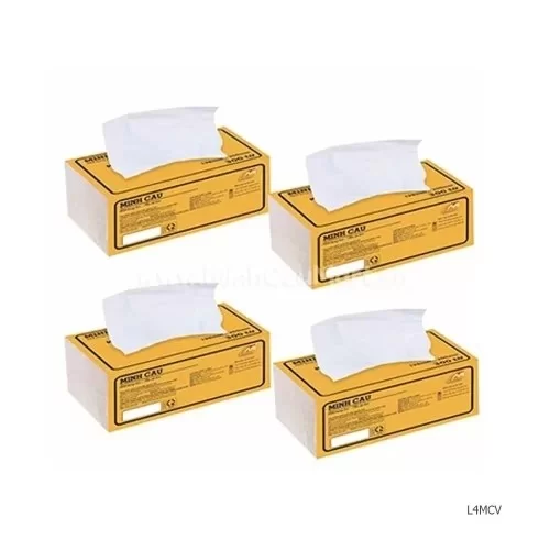 Lốc 4 gói khăn rút lụa Minh Cầu vàng 300 tờ