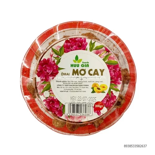 Ô mai mơ cay Hữu Gia Foods 180G Ô mai mơ cay Hữu Gia Foods 180G