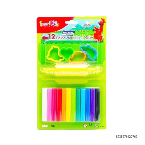 Đất nặn 12 màu thường 4 khuôn